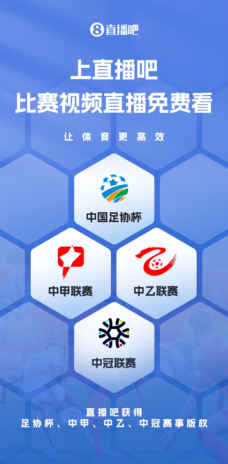 官宣！直播吧獲足協杯、中甲、中乙、中冠賽事版權，免費視頻直播