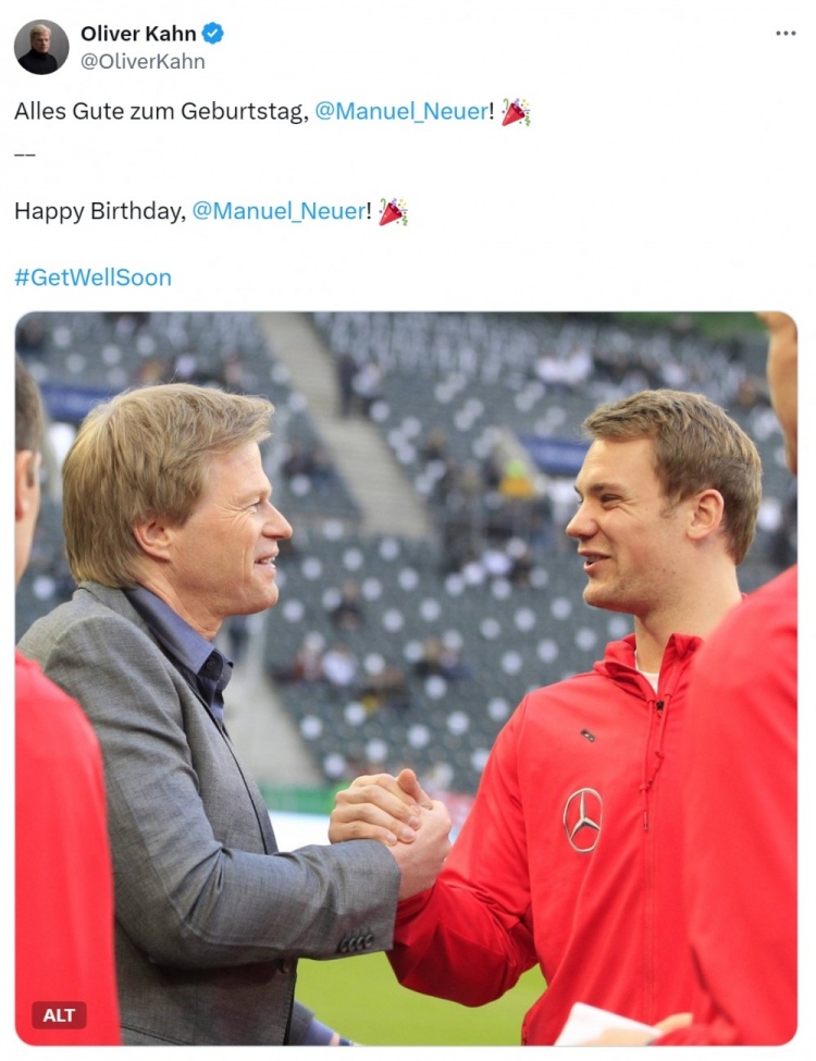 兩位門神！諾伊爾迎來39歲生日，卡恩社媒曬合照送上祝福