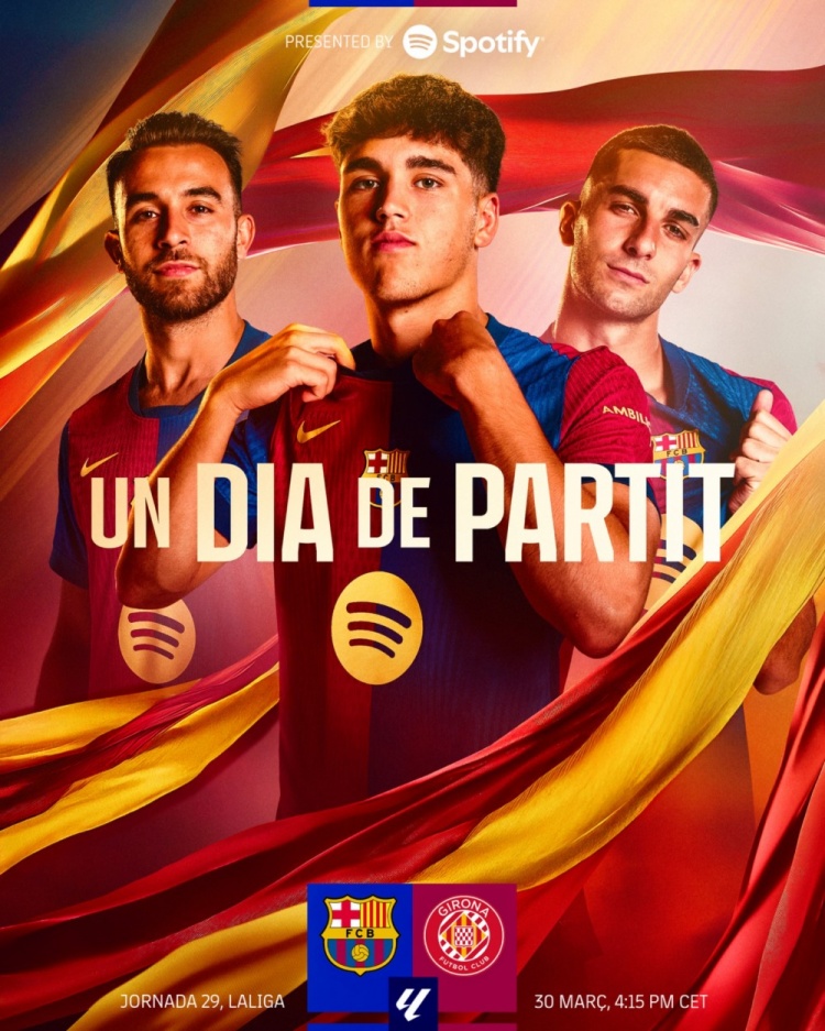 巴薩發布對陣赫羅納海報：庫巴西、費蘭、埃里克-加西亞出鏡