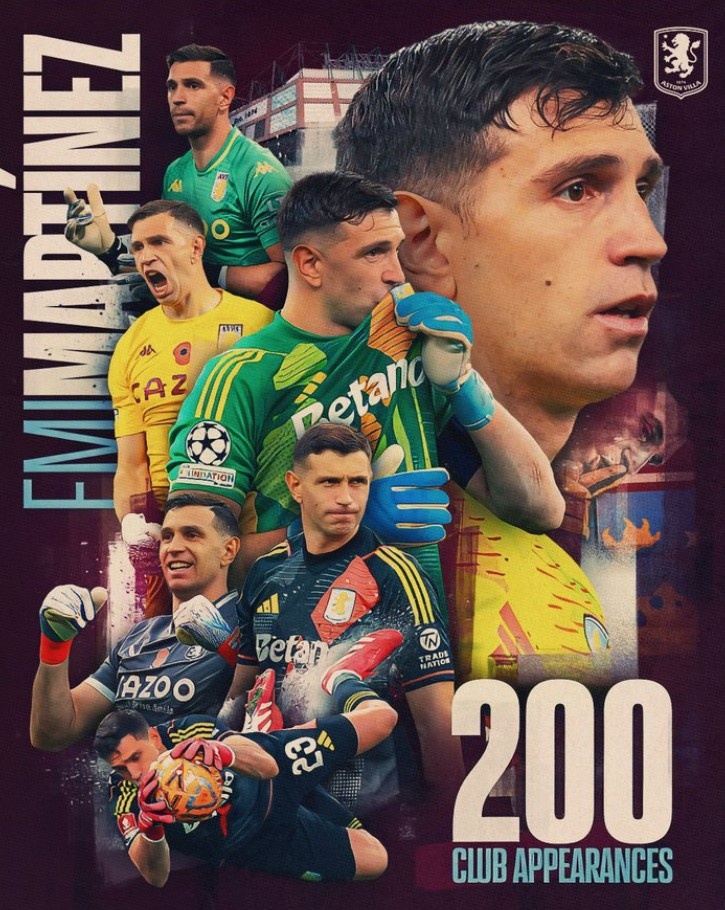 大馬丁達成維拉200次出場里程碑，已為球隊完成63次零封