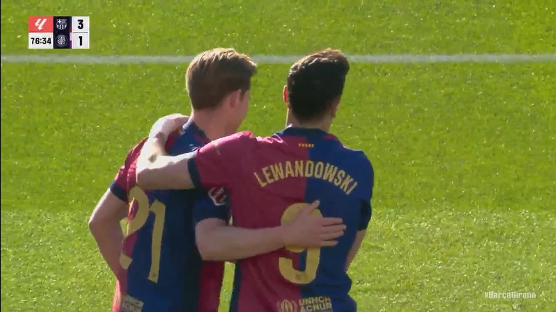 25球領跑射手榜！萊萬16分鐘內雙響，巴薩主場3-1領先赫羅納