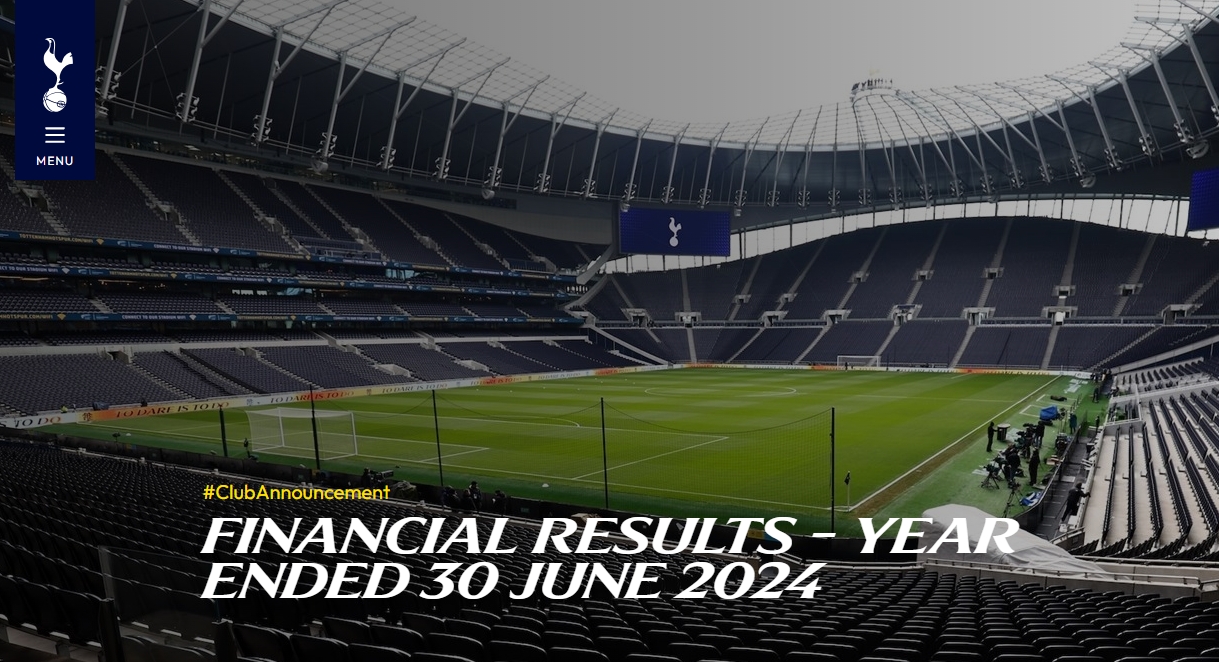 熱刺官方財報：上賽季總收入5.282億鎊，營利增長4%至1.449億鎊